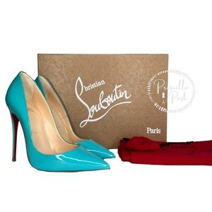 new CHRISTIAN LOUBOUTIN So Kate 120 opal blue patent pigalle pump EU40.5